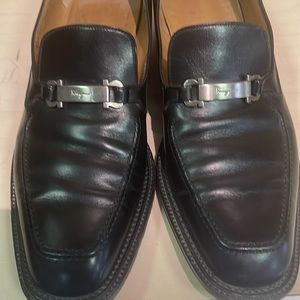 Men’s Salvatore Ferragamo Black Leather Loafers Size 11D